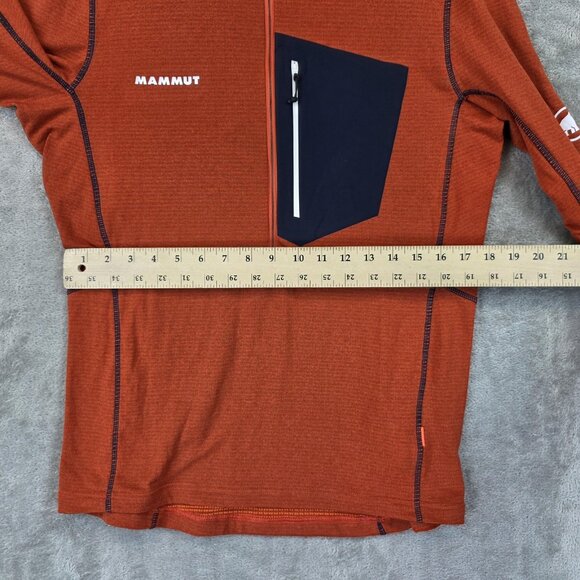 Mammut Pullover Mens Medium Orange Half Zip Chest Pocket Athletic Hiking Outdoor - Picture 7 of 12